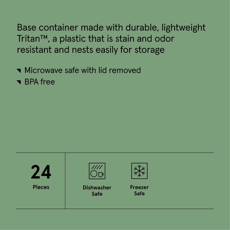 slide 5 of 6, 24pc (Set of 12) Tritan Plastic Food Storage Container Set with Lids Clear - Figmint™: Stackable, Microwave-Safe, 24 ct