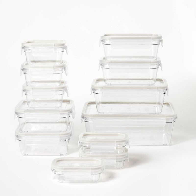 slide 1 of 4, 24pc (Set of 12) Tritan Plastic Food Storage Container Set with Lids Clear - Figmint™: Stackable, Microwave-Safe, 24 ct