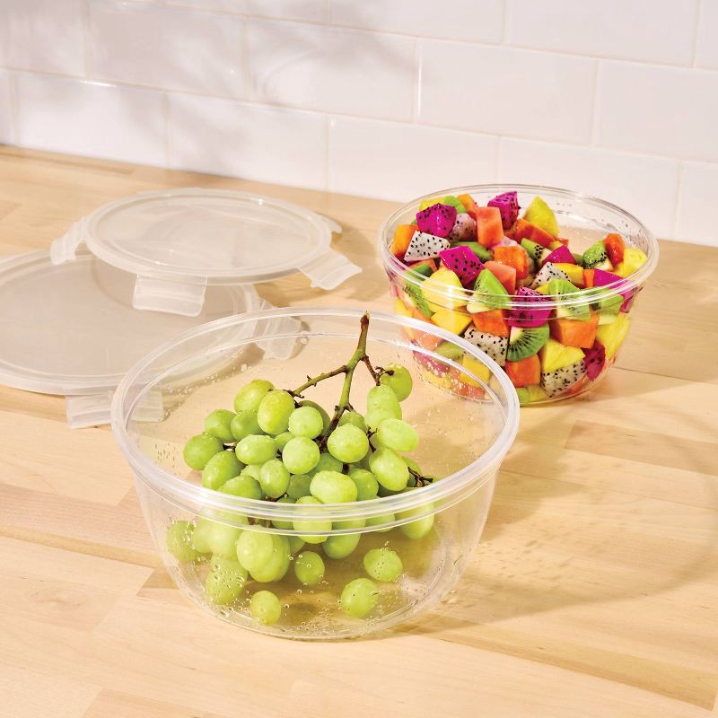 slide 2 of 4, 4pc (set of 2) 8.5 Cup and 14 Cup Tritan Plastic Round Food Storage Container Set with Lids Clear - Figmint™: Stackable, 4 ct