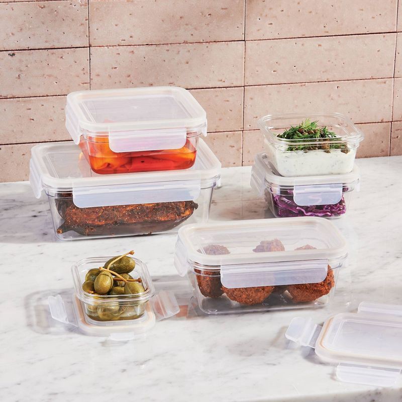 slide 2 of 6, 12pc (set of 6) Tritan Plastic Food Storage Container Set with Lids Clear - Figmint™: Stackable, Microwave-Safe, 12 ct