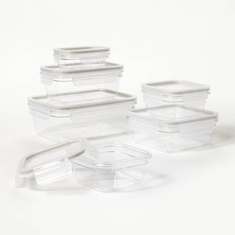 slide 3 of 6, 12pc (set of 6) Tritan Plastic Food Storage Container Set with Lids Clear - Figmint™: Stackable, Microwave-Safe, 12 ct