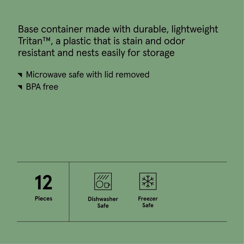 slide 5 of 6, 12pc (set of 6) Tritan Plastic Food Storage Container Set with Lids Clear - Figmint™: Stackable, Microwave-Safe, 12 ct