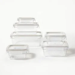 12pc (set of 6) Tritan Plastic Food Storage Container Set with Lids Clear - Figmint™: Stackable, Microwave-Safe