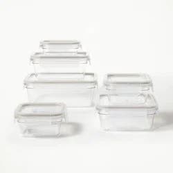 12pc (set of 6) Tritan Plastic Food Storage Container Set with Lids Clear - Figmint™: Stackable, Microwave-Safe
