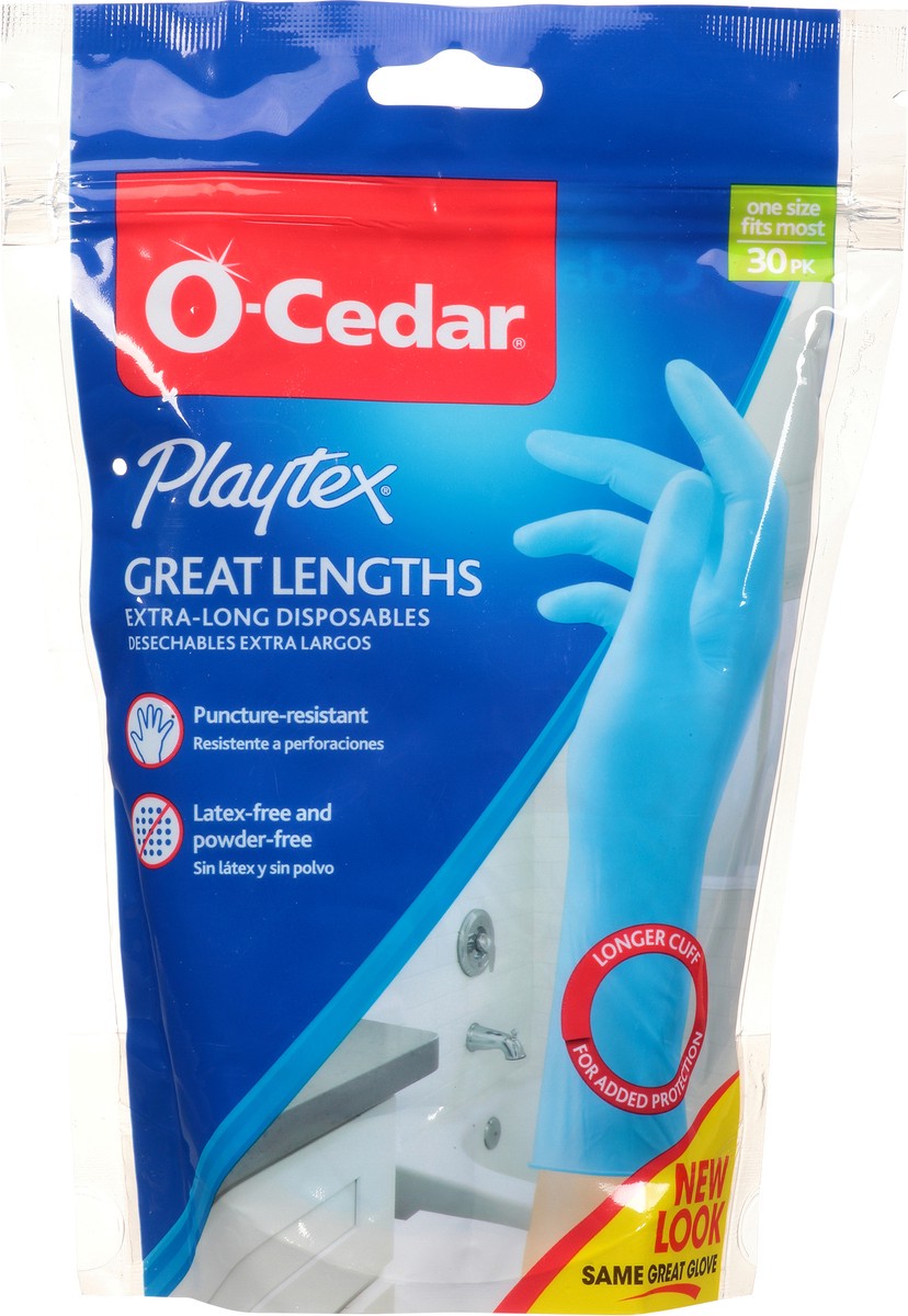 slide 6 of 9, O-Cedar Playtex Gloves, Great Lengths, Extra-Long Diposables, 30 ct