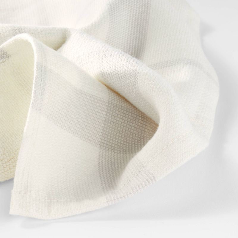 slide 3 of 3, Dual Sided Terry Kitchen Towel Cream/Light Gray - Figmint™: Reversible Cotton, Stripe Pattern, 28"x18", OEKO-TEX Certified, 1 ct