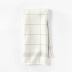 Dual Sided Terry Kitchen Towel Cream/Light Gray - Figmint™: Reversible Cotton, Stripe Pattern, 28"x18", OEKO-TEX Certified