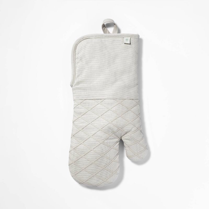 slide 1 of 3, Oven Mitt Light Gray - Figmint™: Modern Cotton Kitchen Textile, Solid Beige, Silicon Gripper, OEKO-TEX Certified, 1 ct