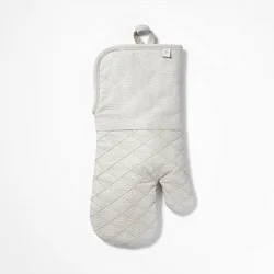 Oven Mitt Light Gray - Figmint™: Modern Cotton Kitchen Textile, Solid Beige, Silicon Gripper, OEKO-TEX Certified