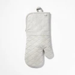 Oven Mitt Light Gray - Figmint™: Modern Cotton Kitchen Textile, Solid Beige, Silicon Gripper, OEKO-TEX Certified