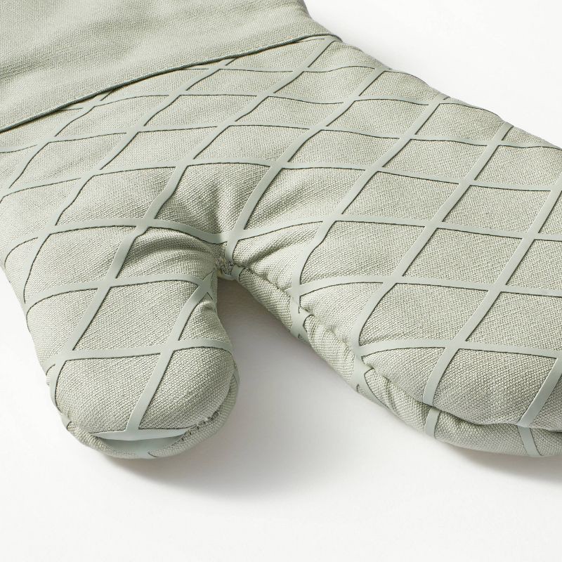 slide 3 of 3, Oven Mitt Sage Green - Figmint™: Modern Kitchen Textile, Solid Pattern, Cotton, 14"x7", Silicon Gripper, OEKO-TEX Certified, 1 ct