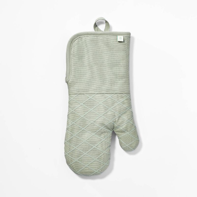 slide 1 of 3, Oven Mitt Sage Green - Figmint™: Modern Kitchen Textile, Solid Pattern, Cotton, 14"x7", Silicon Gripper, OEKO-TEX Certified, 1 ct