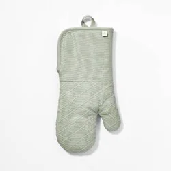Oven Mitt Sage Green - Figmint™: Modern Kitchen Textile, Solid Pattern, Cotton, 14"x7", Silicon Gripper, OEKO-TEX Certified