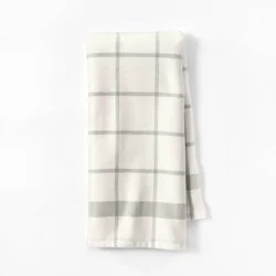 Dual Sided Terry Kitchen Towel Cream/Sage Green - Figmint™: Reversible Cotton Dish Towel, 28"x18", OEKO-TEX Certified