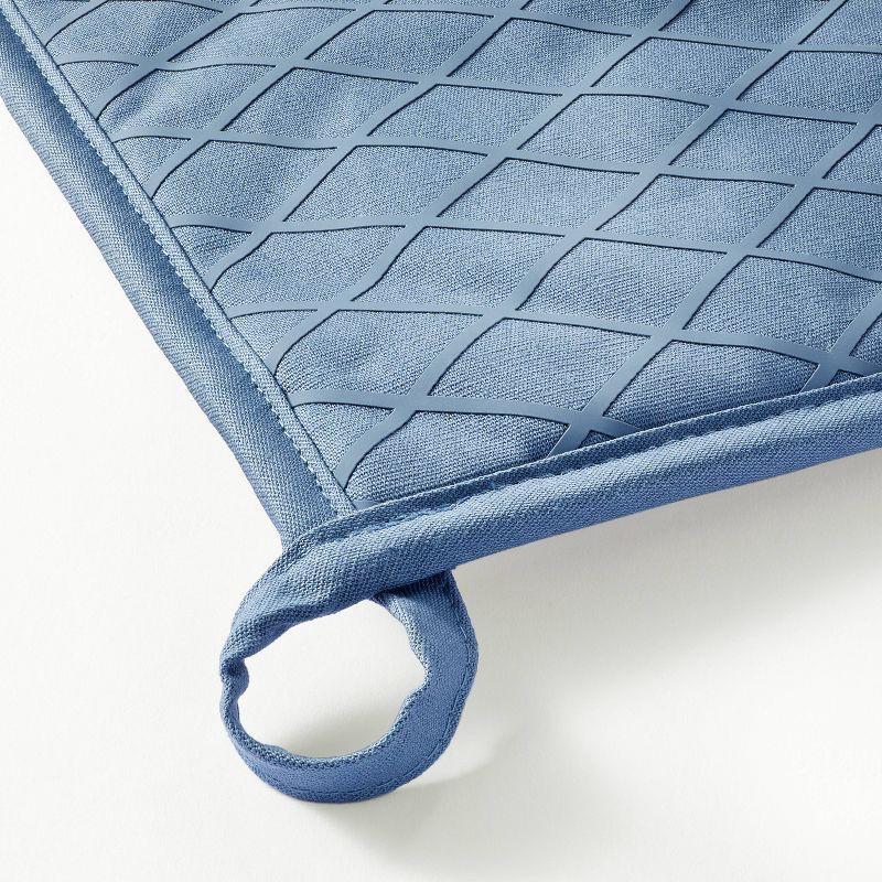 slide 3 of 3, 2pk Potholder Blue - Figmint™: Modern Kitchen Textiles, Cotton, Pocket & Silicon Gripper, OEKO-TEX Certified, 2 ct
