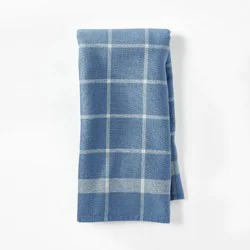 Dual Sided Terry Kitchen Towel Blue/Cream - Figmint™: Stripe Pattern, Reversible, 100% Cotton, OEKO-TEX Certified
