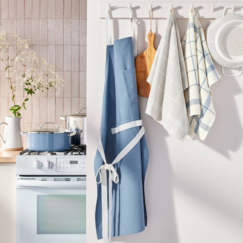 slide 2 of 4, Adult Cooking Apron Blue - Figmint™: Modern Cotton Kitchen Textile with Pockets, Hanging & Towel Loop, OEKO-TEX Certified, 1 ct
