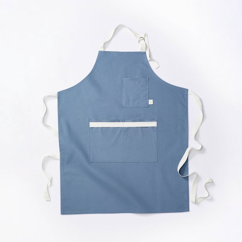 slide 1 of 4, Adult Cooking Apron Blue - Figmint™: Modern Cotton Kitchen Textile with Pockets, Hanging & Towel Loop, OEKO-TEX Certified, 1 ct