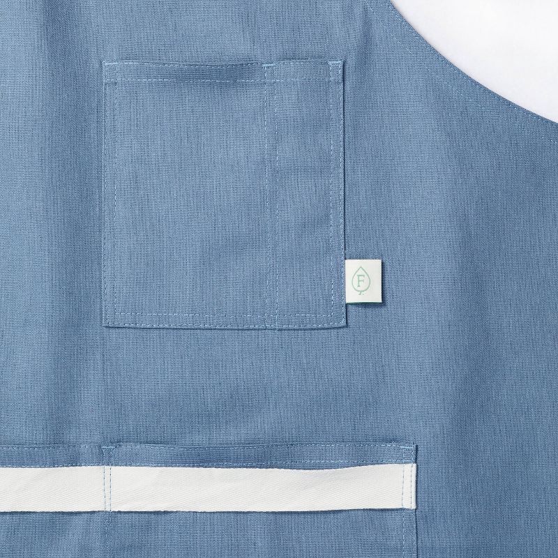 slide 3 of 4, Adult Cooking Apron Blue - Figmint™: Modern Cotton Kitchen Textile with Pockets, Hanging & Towel Loop, OEKO-TEX Certified, 1 ct