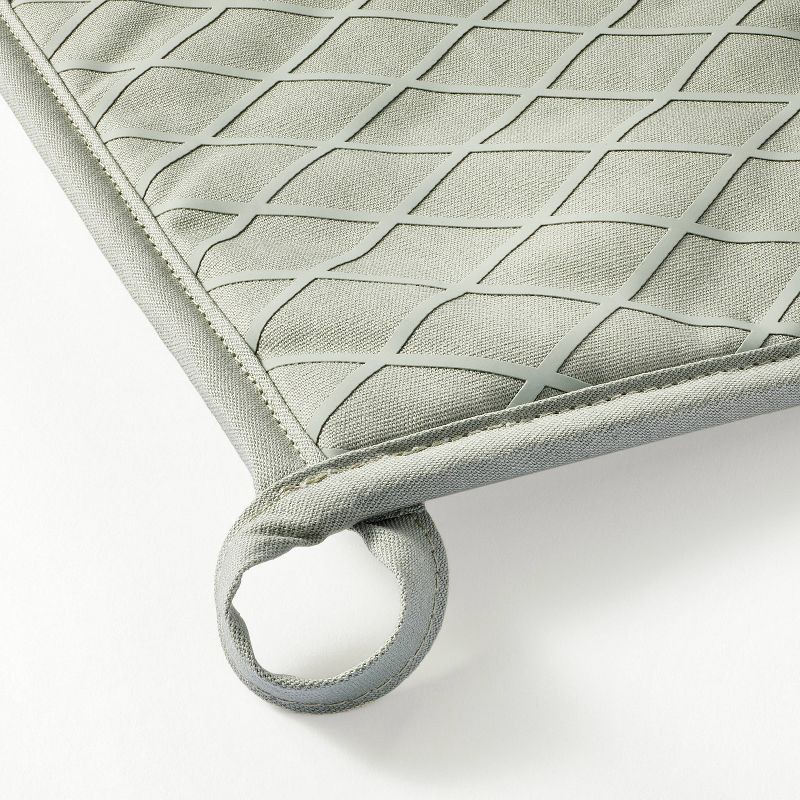 slide 3 of 3, 2pk Potholder Sage Green - Figmint™: Modern Kitchen Textiles, Cotton, Machine Washable, Silicon Gripper, 7.5" Width, 2 ct