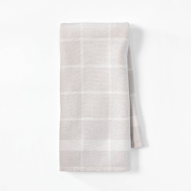 slide 1 of 3, Dual Sided Terry Kitchen Towel Light Gray/Cream - Figmint™: Cotton Stripe, Machine Wash, 28"x18", Kitchen Hand Towel, 1 ct