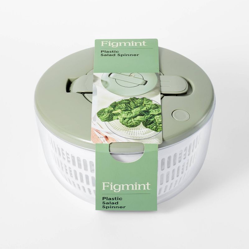 slide 4 of 4, 5qt Salad Spinner Clear - Figmint™: Large Strainer, ABS Material, Hand Wash, 3-Piece Set, 10.75" Width & Depth, 5 qt