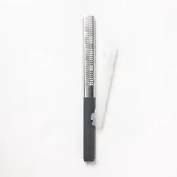 Zester with Shield Dark Gray - Figmint™: Stainless Steel Citrus Grater, Reusable Cover, Dishwasher-Safe