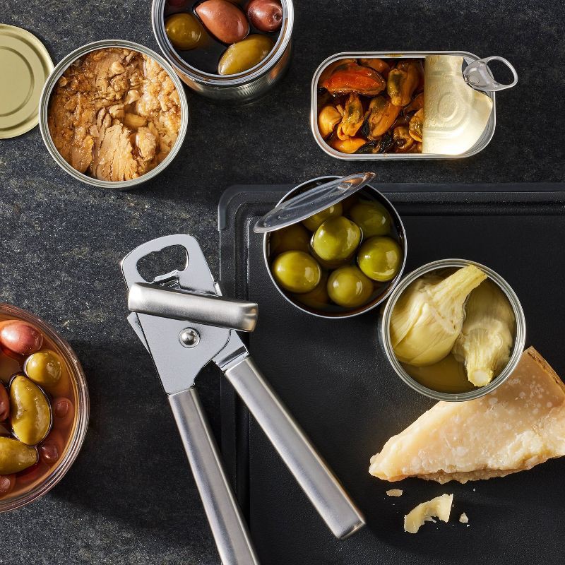 slide 2 of 3, Stainless Steel Manual Can Opener Silver - Figmint™: Dishwasher-Safe, Freestanding, Kitchen Essential, 1 ct