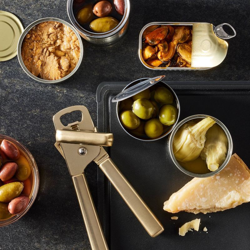 slide 2 of 3, Stainless Steel Manual Can Opener Champagne - Figmint™: Dishwasher Safe, Freestanding, Gold Finish, Kitchen Tool, 1 ct