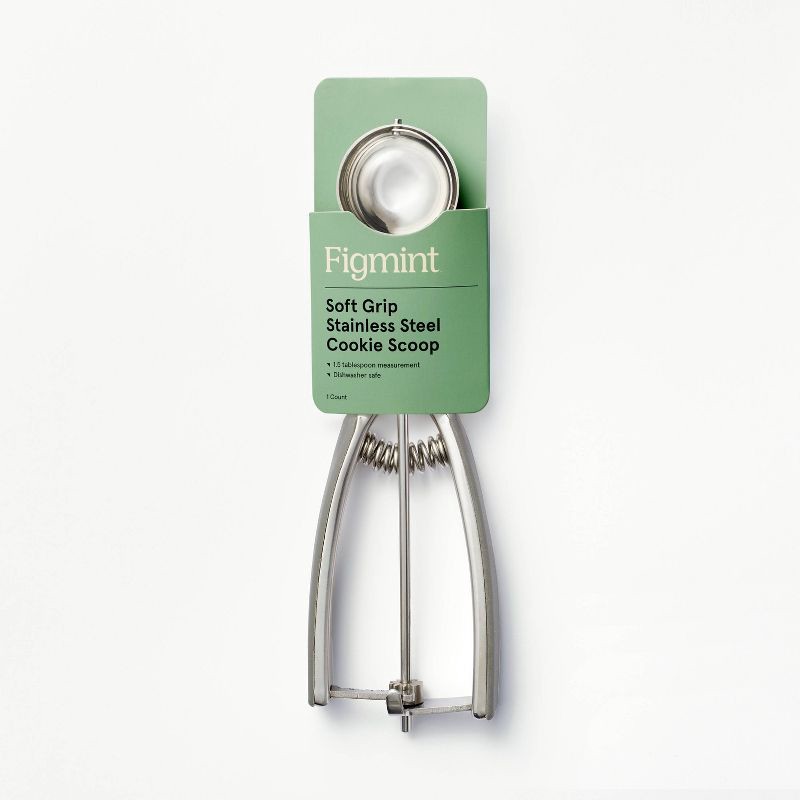slide 4 of 4, 1.5Tbsp Stainless Steel Cookie Scoop Gray - Figmint™, 1 ct