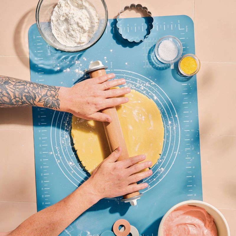 slide 2 of 7, 17.28" Adjustable Wood Rolling Pin Light Brown - Figmint™: Handled for Baking, Hand Wash, 1.16 lbs, 1.16 lb