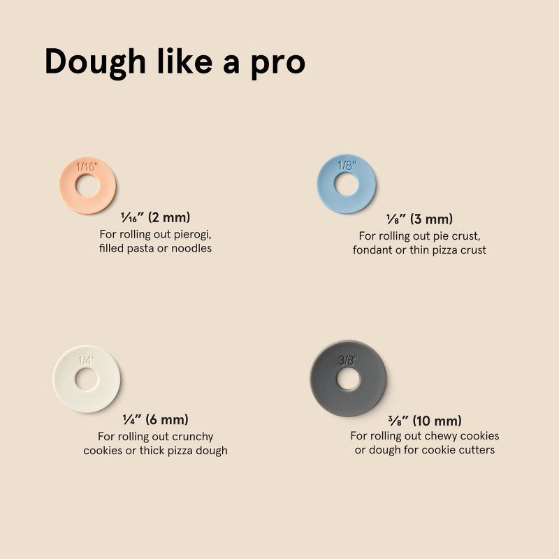 slide 7 of 7, 17.28" Adjustable Wood Rolling Pin Light Brown - Figmint™: Handled for Baking, Hand Wash, 1.16 lbs, 1.16 lb