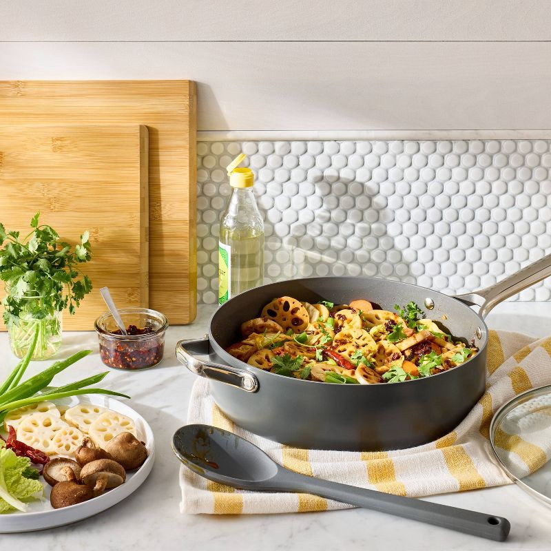 slide 2 of 4, Silicone Solid Spoon Dark Gray - Figmint™: Dishwasher-Safe Kitchen & Cooking Spoon, 12.99" Length, 7.4" Handle, 1 ct