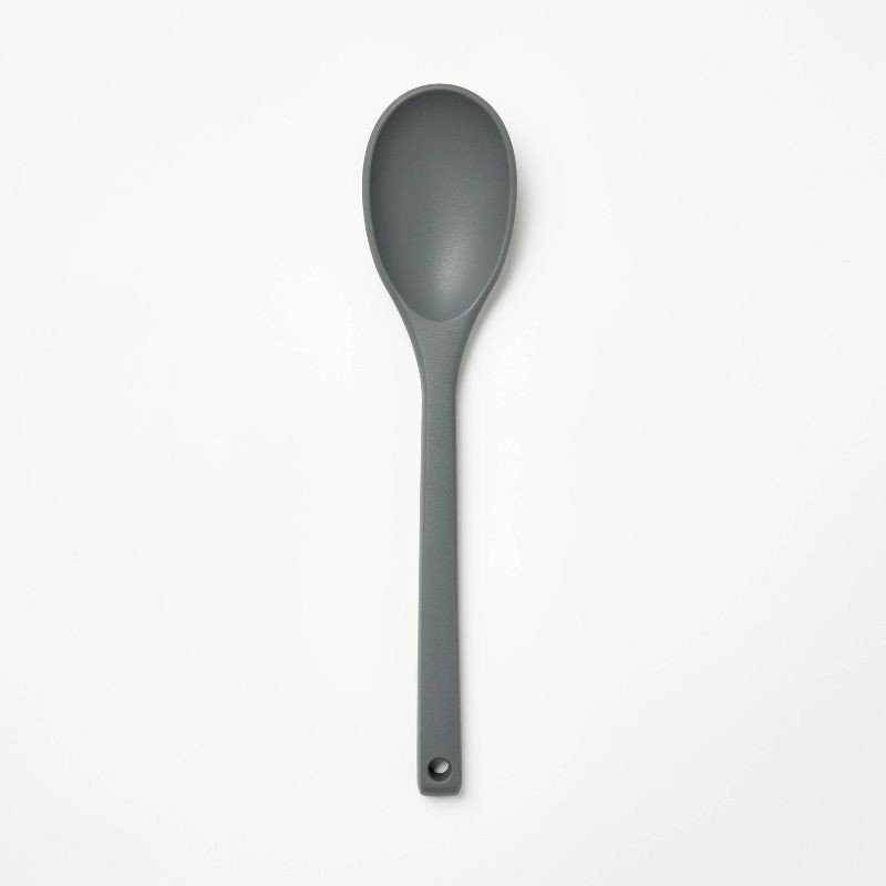 slide 1 of 4, Silicone Solid Spoon Dark Gray - Figmint™: Dishwasher-Safe Kitchen & Cooking Spoon, 12.99" Length, 7.4" Handle, 1 ct