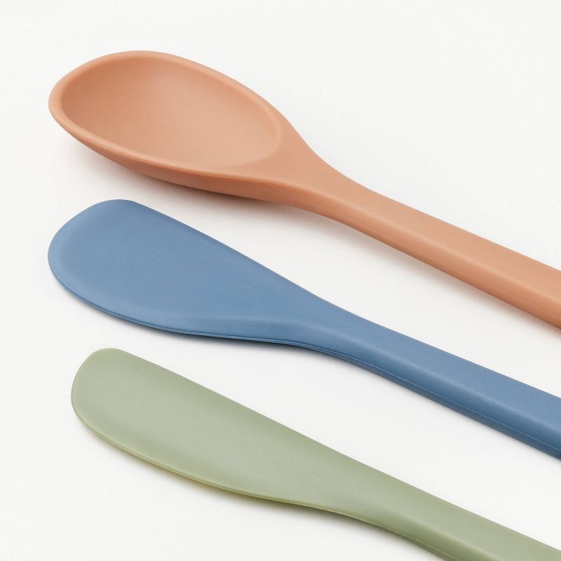 slide 3 of 5, 3pk Silicone Mini Spatula Set - Figmint™: Multicolored Kitchen Utensil Set, Dishwasher-Safe, Adult Use, 3 ct