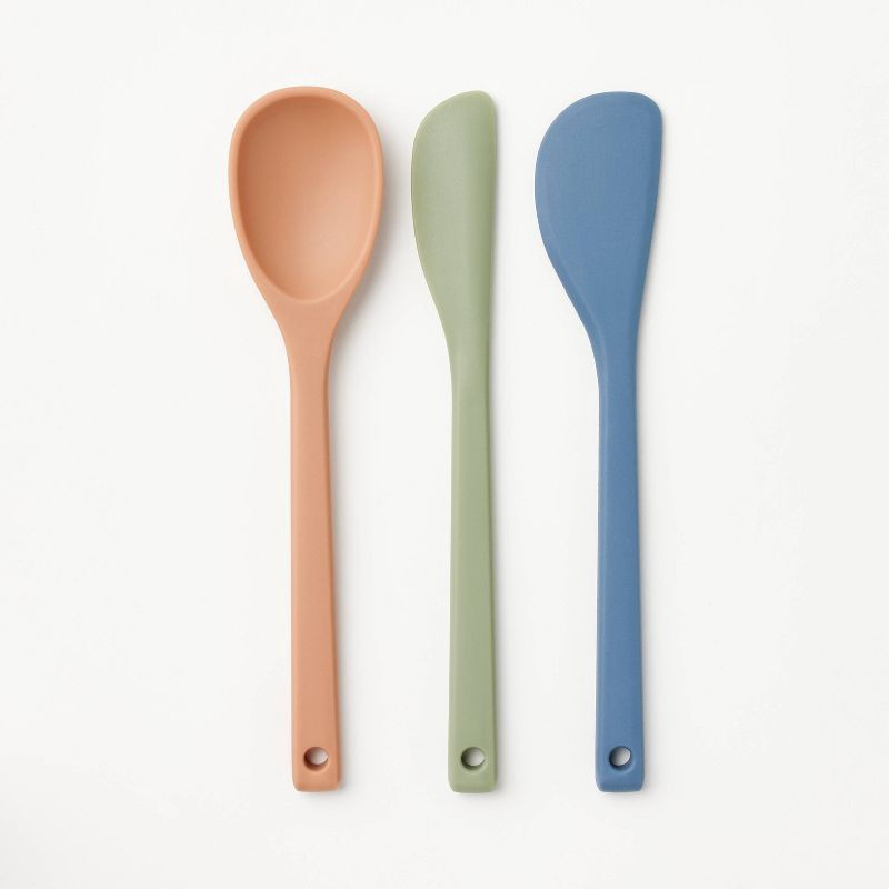 slide 1 of 5, 3pk Silicone Mini Spatula Set - Figmint™: Multicolored Kitchen Utensil Set, Dishwasher-Safe, Adult Use, 3 ct
