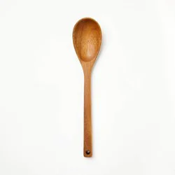 Acacia Wood Solid Spoon Brown - Figmint™: Hand Wash, 12.99&quot; Length, 7.52&quot; Handle, 2.7&quot; Width, Best Material