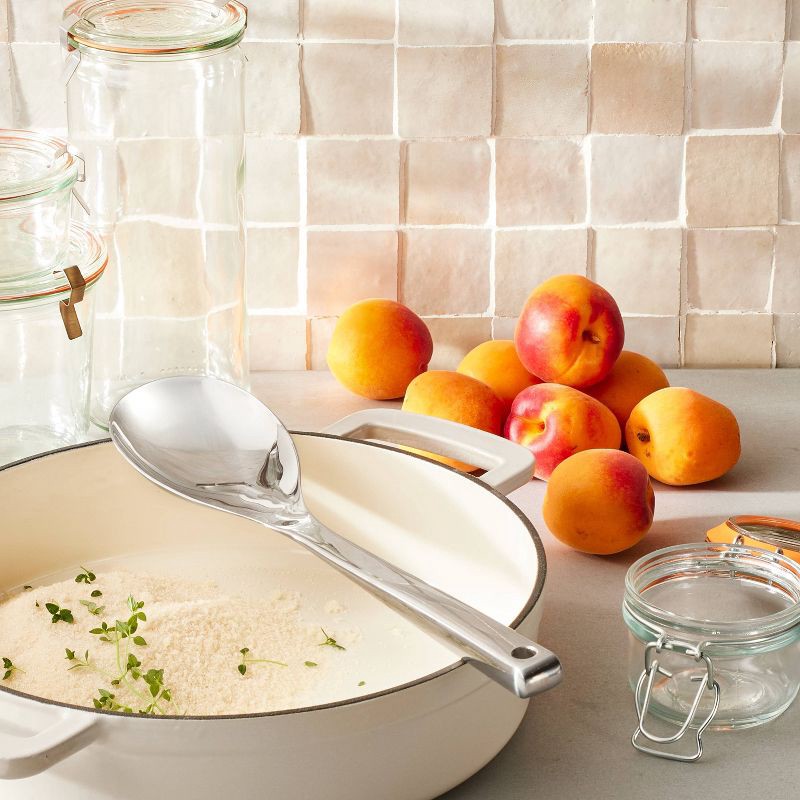 slide 2 of 3, Stainless Steel Solid Spoon Silver - Figmint™: Cooking Utensil, Dishwasher-Safe, 12.99" Length, 7.4" Handle, 1 ct