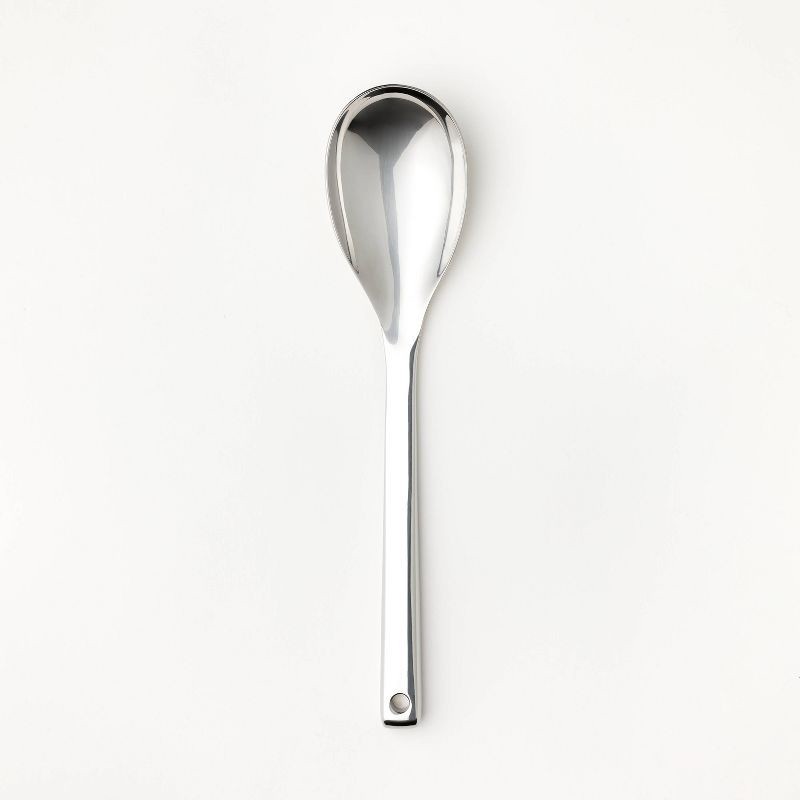 slide 1 of 3, Stainless Steel Solid Spoon Silver - Figmint™: Cooking Utensil, Dishwasher-Safe, 12.99" Length, 7.4" Handle, 1 ct