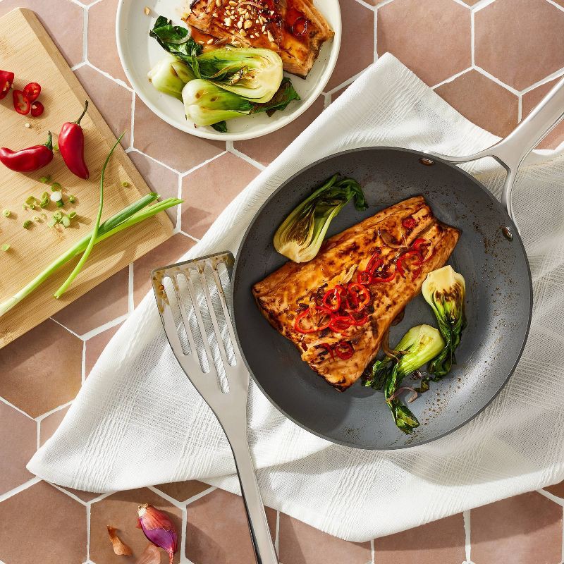 slide 2 of 3, Stainless Steel Slotted Fish Turner Silver - Figmint™: Metal Spatula for Cooking, Dishwasher-Safe Utensil, 1 ct