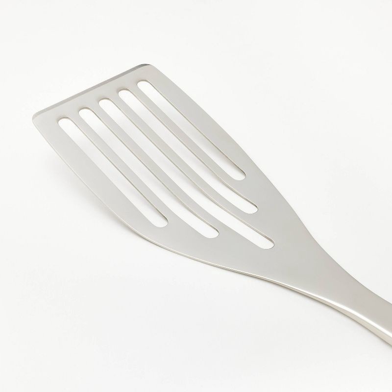 slide 3 of 3, Stainless Steel Slotted Fish Turner Silver - Figmint™: Metal Spatula for Cooking, Dishwasher-Safe Utensil, 1 ct
