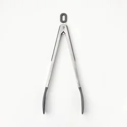 12" Stainless Steel Tong with Silicone Tip Dark Gray - Figmint™: Dishwasher-Safe Cooking Tool, 13.52" Length