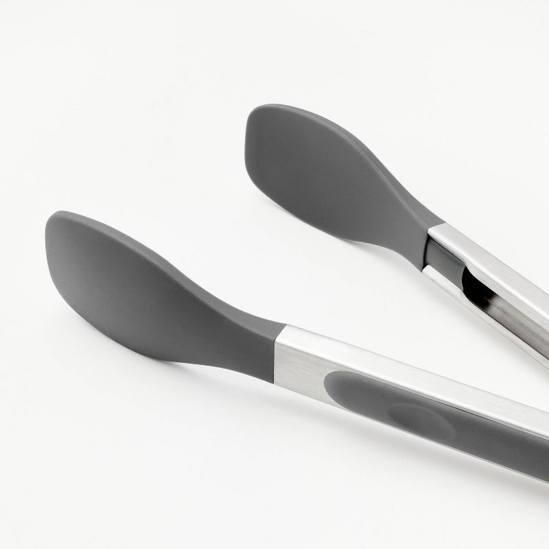 slide 3 of 4, 9" Stainless Steel Tong with Silicone Tip Dark Gray - Figmint™: Kitchen Tongs, Dishwasher-Safe, 11.02" Length, 1 ct