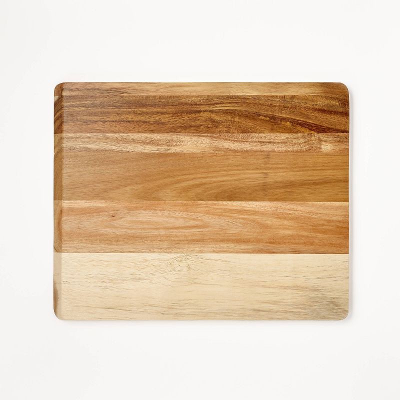 slide 3 of 7, 2pc Reversible Acacia Wood Cutting Board Set Natural - Figmint™: Charcuterie & Kitchen Boards with Juice Canal, 2 ct