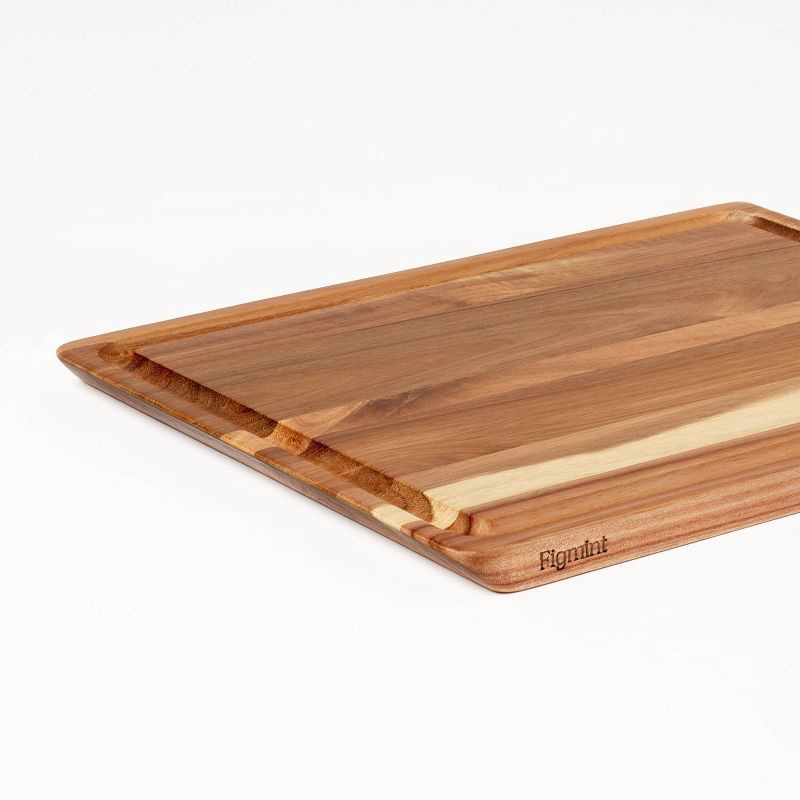 slide 4 of 7, 2pc Reversible Acacia Wood Cutting Board Set Natural - Figmint™: Charcuterie & Kitchen Boards with Juice Canal, 2 ct