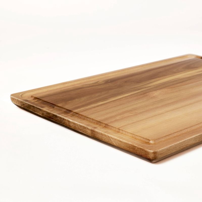 slide 4 of 4, 14"x20" Acacia Wood Carving Board with Juice Groove Natural - Figmint™: Reversible Wooden Cutting Board, Charcuterie, 1 ct