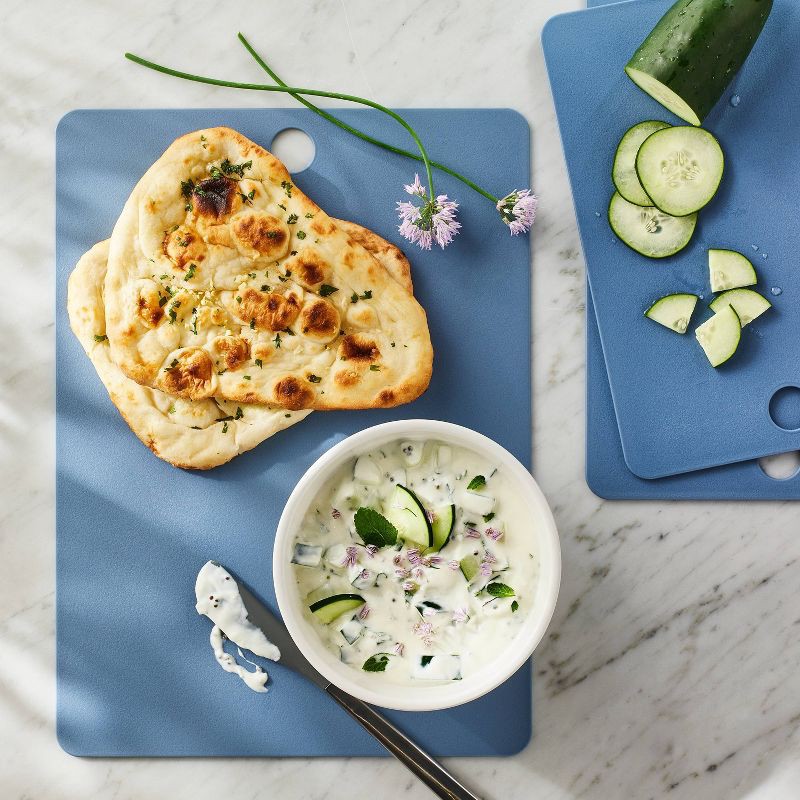 slide 2 of 4, 3pc Recycled Poly Essentials Cutting Board Set Blue - Figmint™: Dishwasher-Safe, Small to Large Sizes, 3 ct