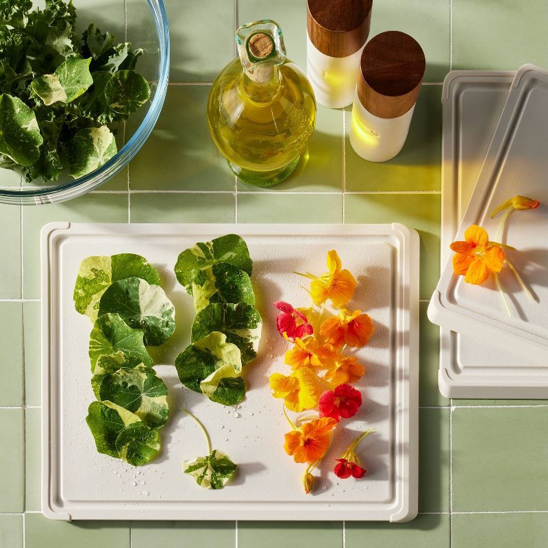 slide 2 of 4, 3pc Nonslip Recycled Poly Cutting Board Set Vintage Cream - Figmint™: Plastic, Dishwasher-Safe, Juice Canal, 3 ct