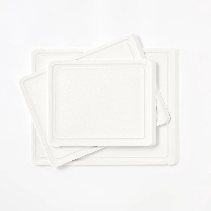 slide 1 of 4, 3pc Nonslip Recycled Poly Cutting Board Set Vintage Cream - Figmint™: Plastic, Dishwasher-Safe, Juice Canal, 3 ct