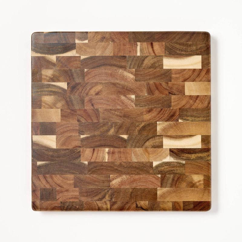 slide 3 of 4, 14"x14" End Grain Acacia Wood Cutting Board Natural - Figmint™, 1 ct